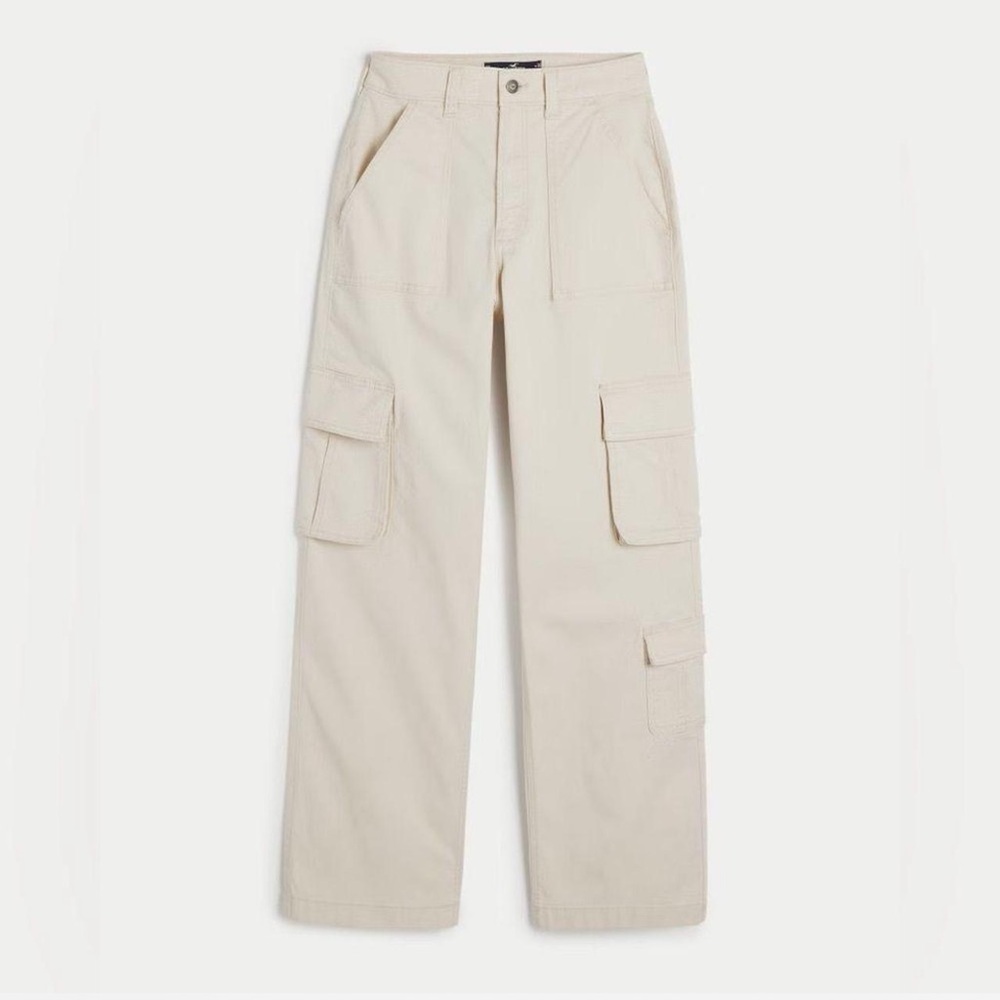 HOLLISTER | Ultra High-Rise Baggy 3-Pocket Cargo Pants Cream | SIZE 23
